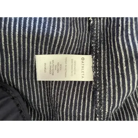 ATHLETA Woman's Cabo Tide Linen Pants Navy Stripe, Size 4 - Picture 5 of 5